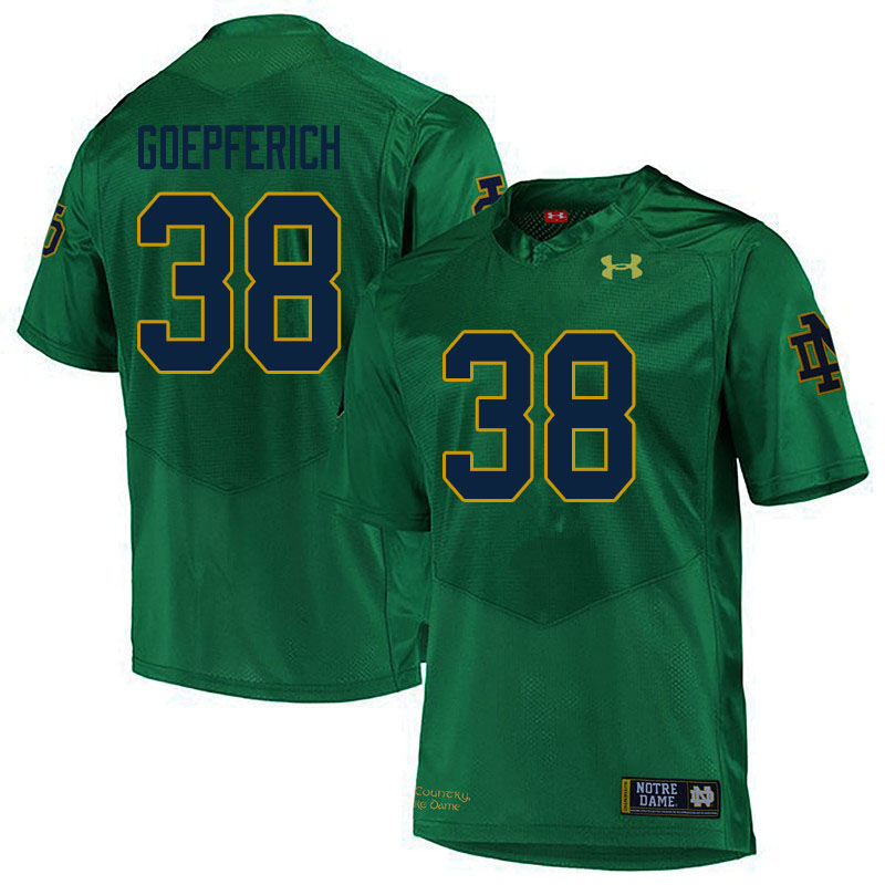 Men #38 Dawson Goepferich Notre Dame Fighting Irish College Football Jerseys Sale-Green - Click Image to Close